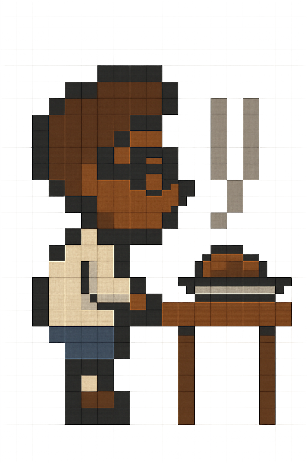 student smelling dinner